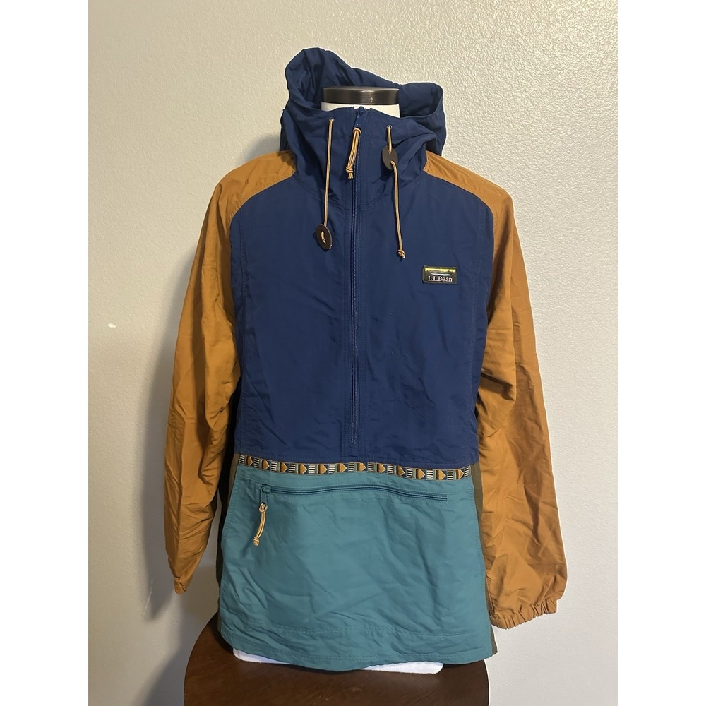 L.L.Bean Men's 3X Mountain Classic Anorak Multi-Color Block Hooded Windbreaker - Picture 1 of 7